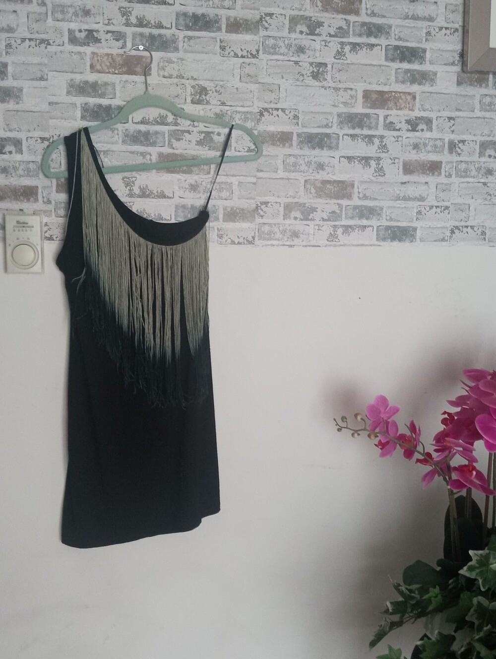 Zara Black and Cream Fringe Dress